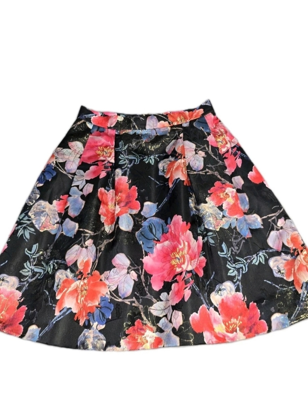 Antonio Melani Floral/Metallic Knee Length Skirt Lined Back Zip Size 8 NWOT